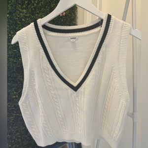 Garage White with Black trim sweater vest